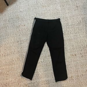 Black crop track stripe pants